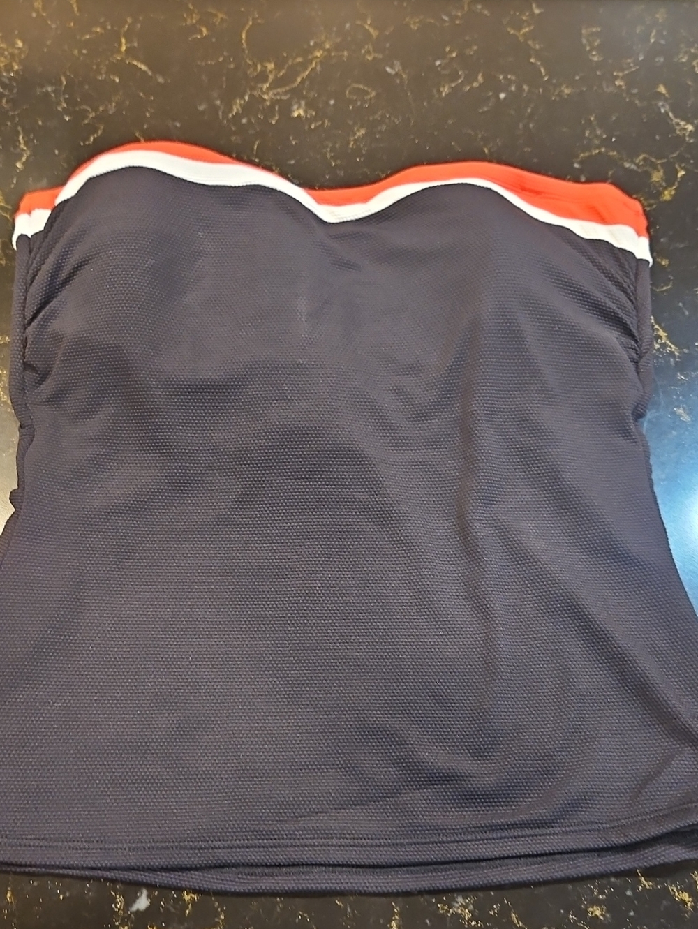 Tommy Bahama Black Swim Top with Red and White Trim